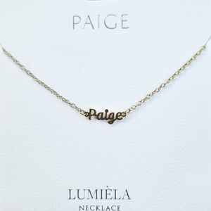 🌸 PAIGE Script Name Chain Goldtone Necklace 🌸